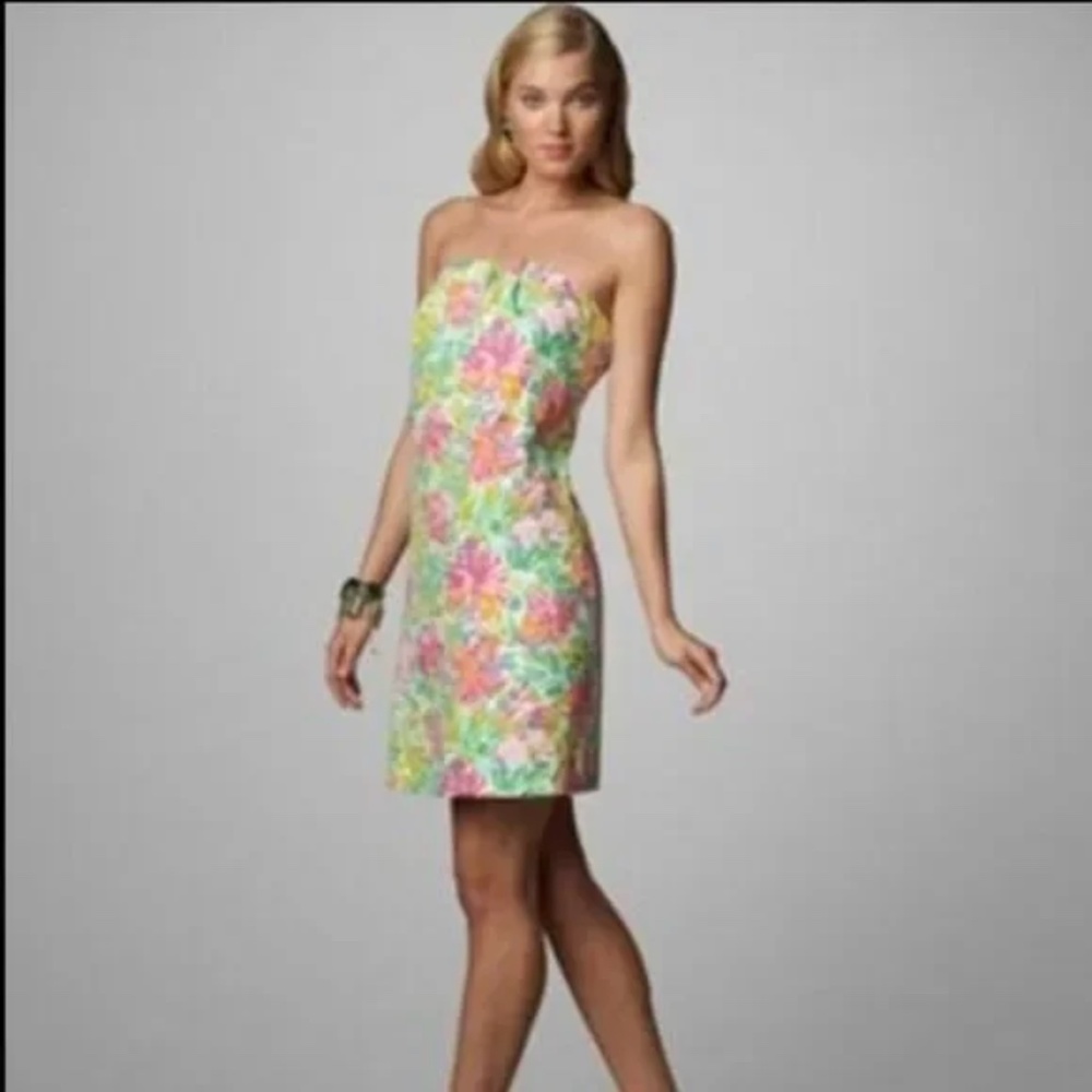 Lilly Pulitzer Keetan Strapless Dress in Classic White Little Lilet Strapless